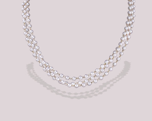 Collar triple cadena de perlas